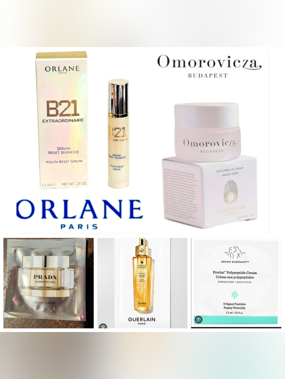 Prada, Drunk Elephant, Givenchy, Orlane, Omorovicza Lot Cosmetics